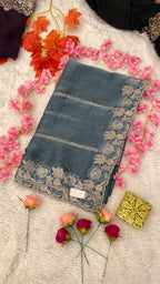 Designer Jimichu Silk Sarees with Full Embroidery and Zarkan Diamonds work