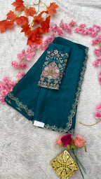 Special Zarkan Work Border With Designer Handwork Blouse Sarees