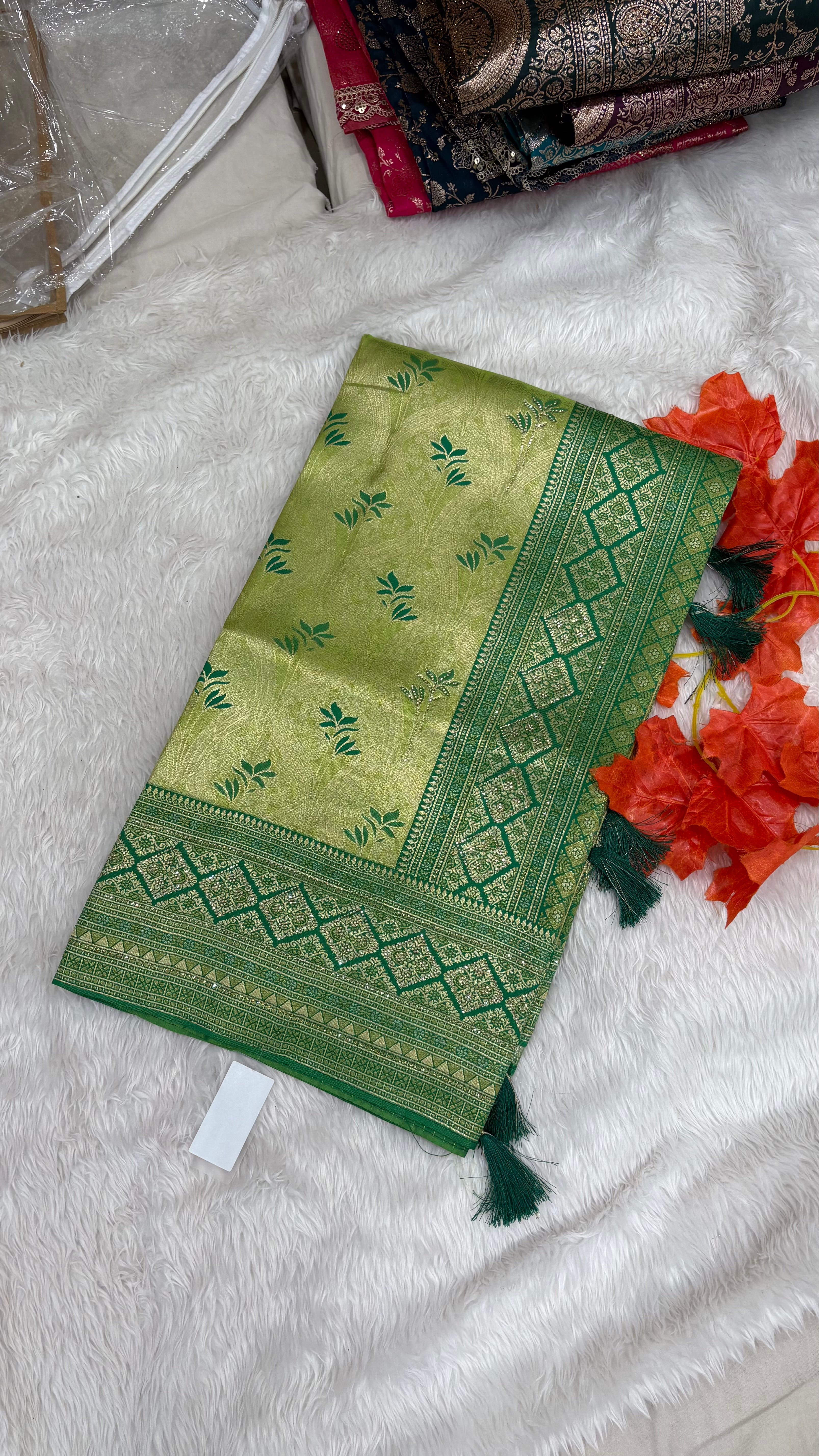 Rekha Kanjivaram Silk Sarees with Full Zarkan Diamonds
