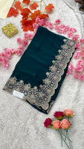 Designer Jimichu Silk Sarees with Full Embroidery and Zarkan Diamonds work