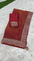 Marwadi Bandhej border Designer sarees