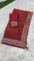 Marwadi Bandhej border Designer sarees