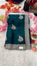 Designer Jimichu Silk Sarees with Full Embroidery and Zarkan Diamonds work
