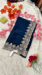 Designer Jimichu Silk Sarees with Full Embroidery and Zarkan Diamonds work