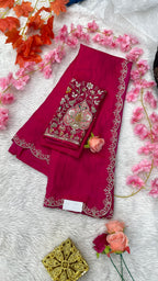 Special Zarkan Work Border With Designer Handwork Blouse Sarees