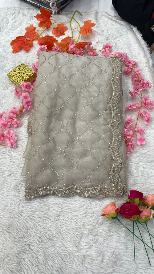 Glass Tissue Silk With Handwork