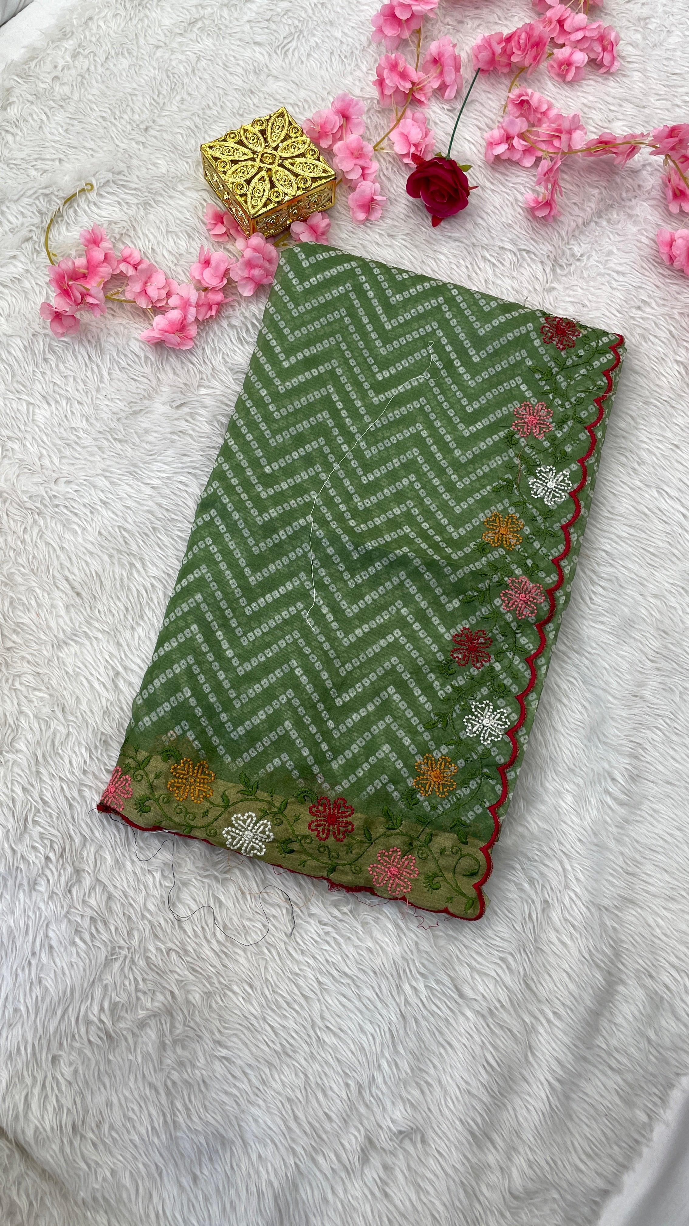 Pastel Shade Cotton Silk Base Sarees (Bandhej Prints )