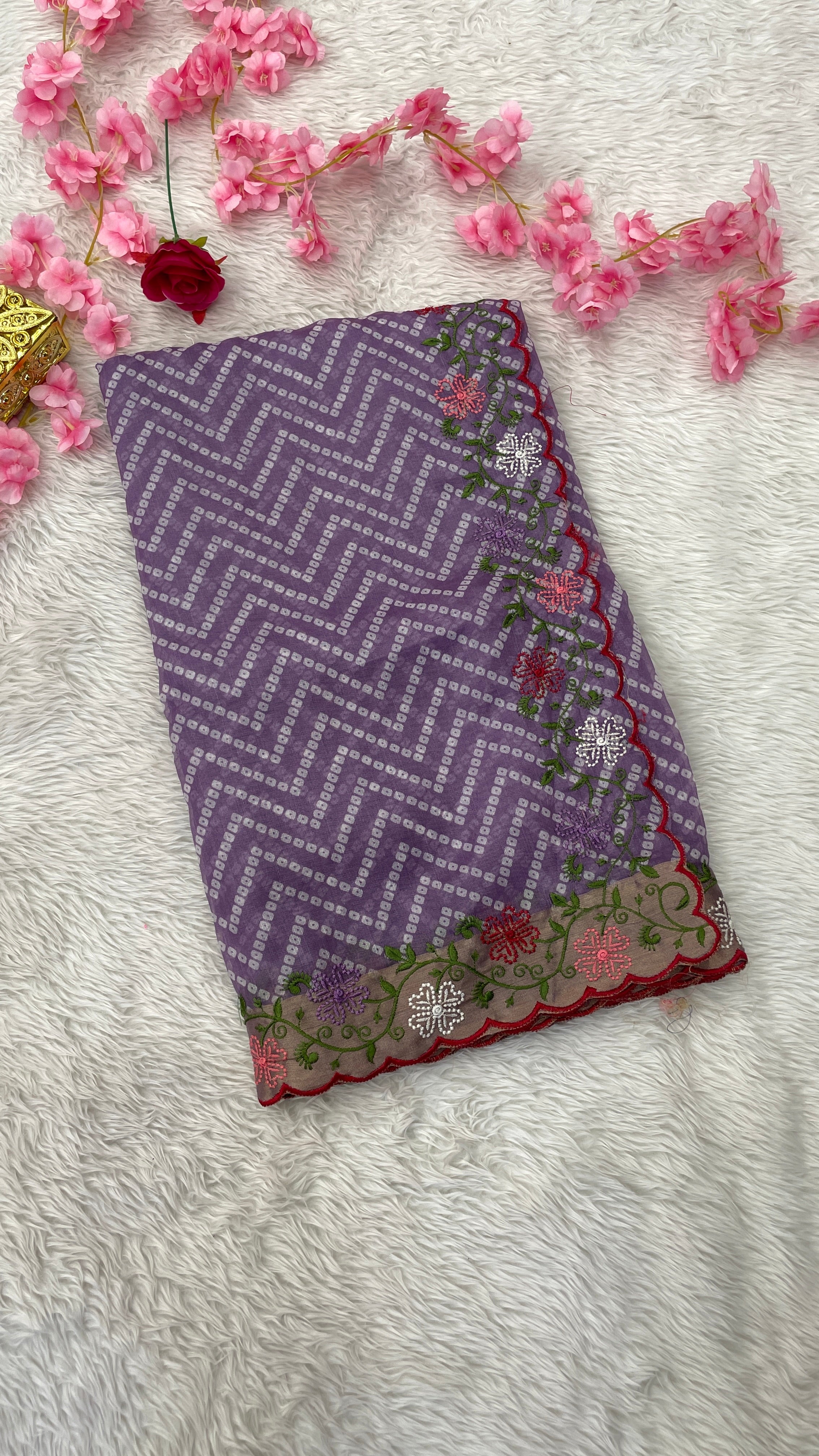 Pastel Shade Cotton Silk Base Sarees (Bandhej Prints )