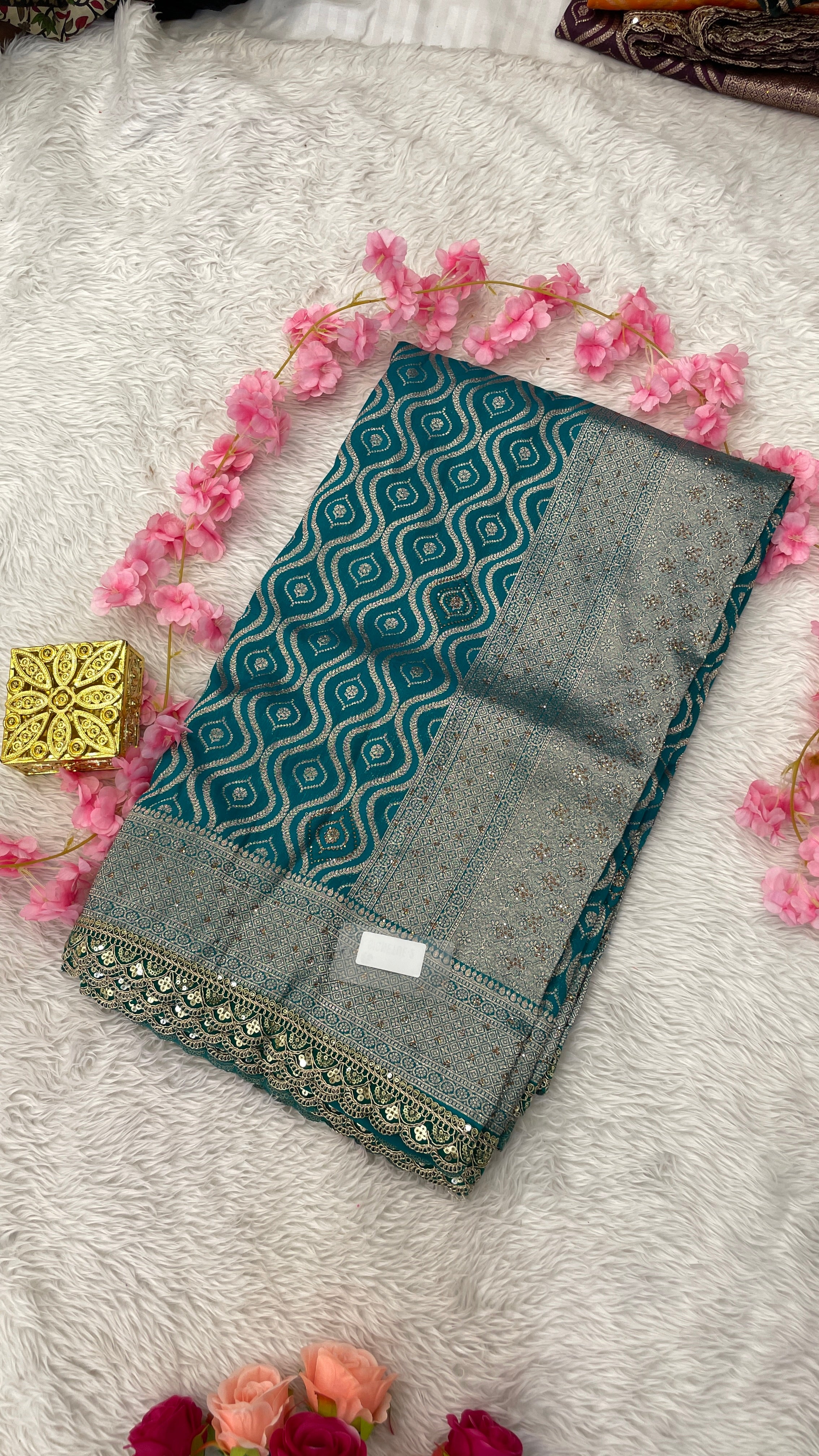 Resham Silk Soft Kaju Katli Saree Design