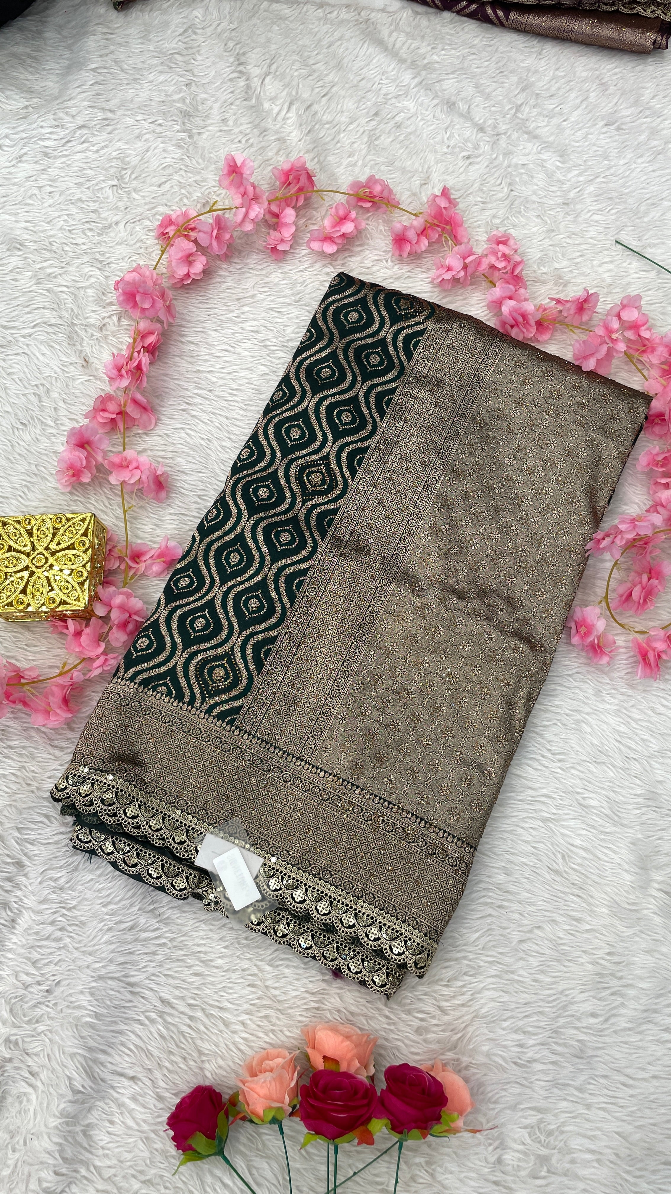 Resham Silk Soft Kaju Katli Saree Design