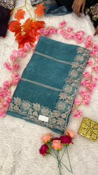 Designer Jimichu Silk Sarees with Full Embroidery and Zarkan Diamonds work