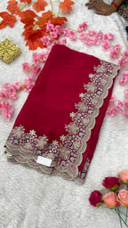 Designer Jimichu Silk Sarees with Full Embroidery and Zarkan Diamonds work