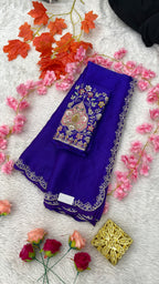 Special Zarkan Work Border With Designer Handwork Blouse Sarees