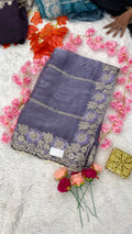 Designer Jimichu Silk Sarees with Full Embroidery and Zarkan Diamonds work