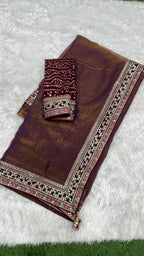 Marwadi Bandhej border Designer sarees