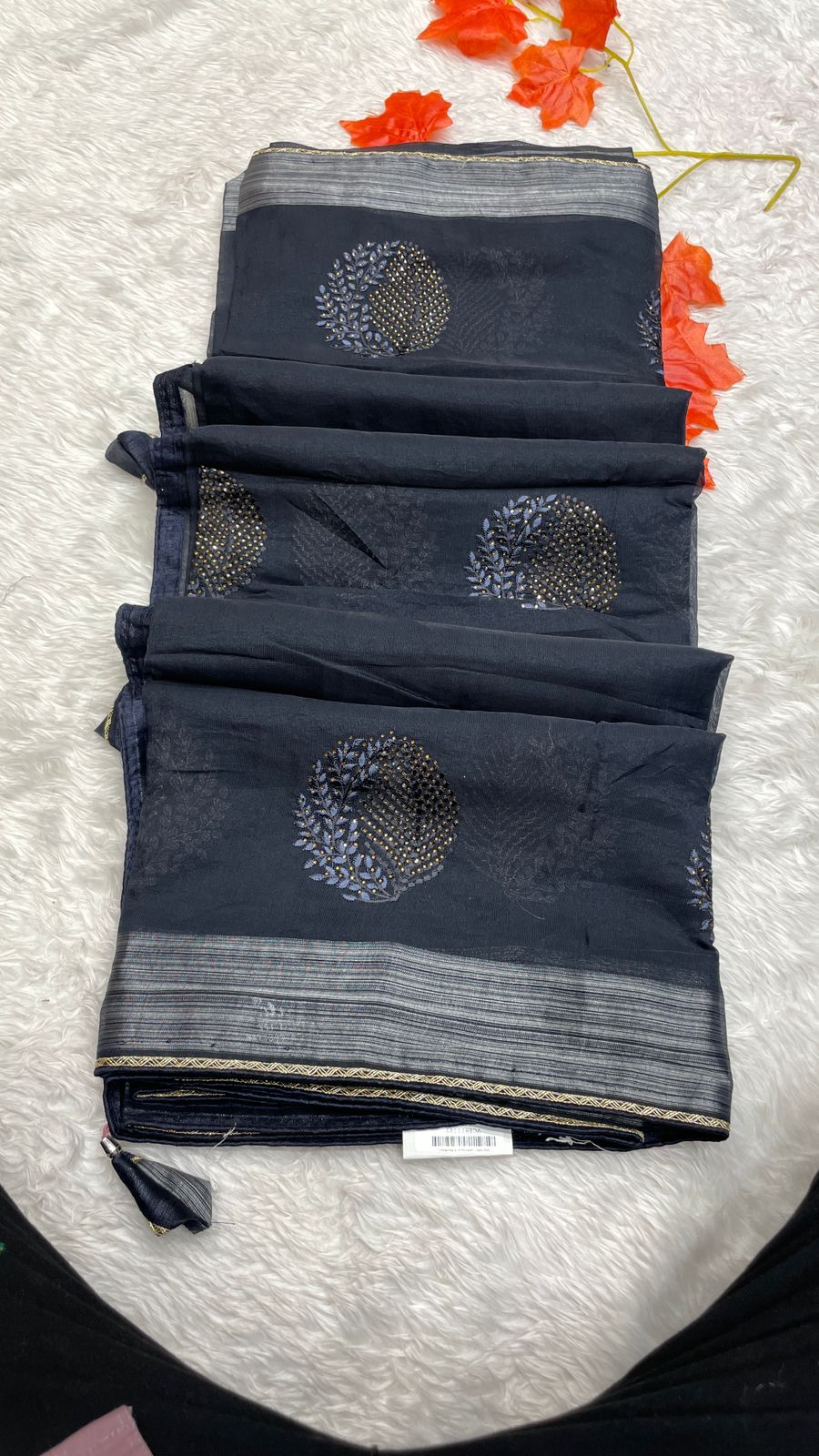 Linen Cotton Fancy Work Sarees