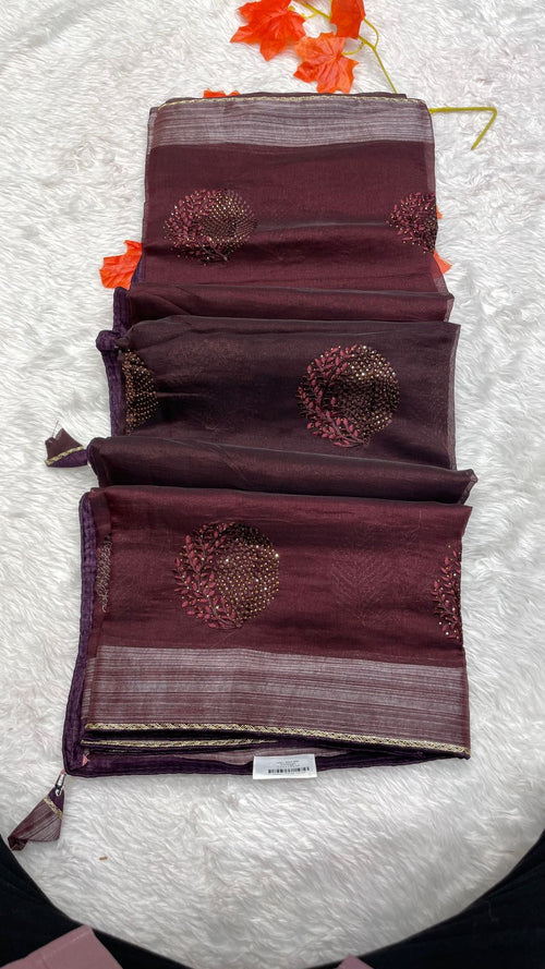 Linen Cotton Fancy Work Sarees